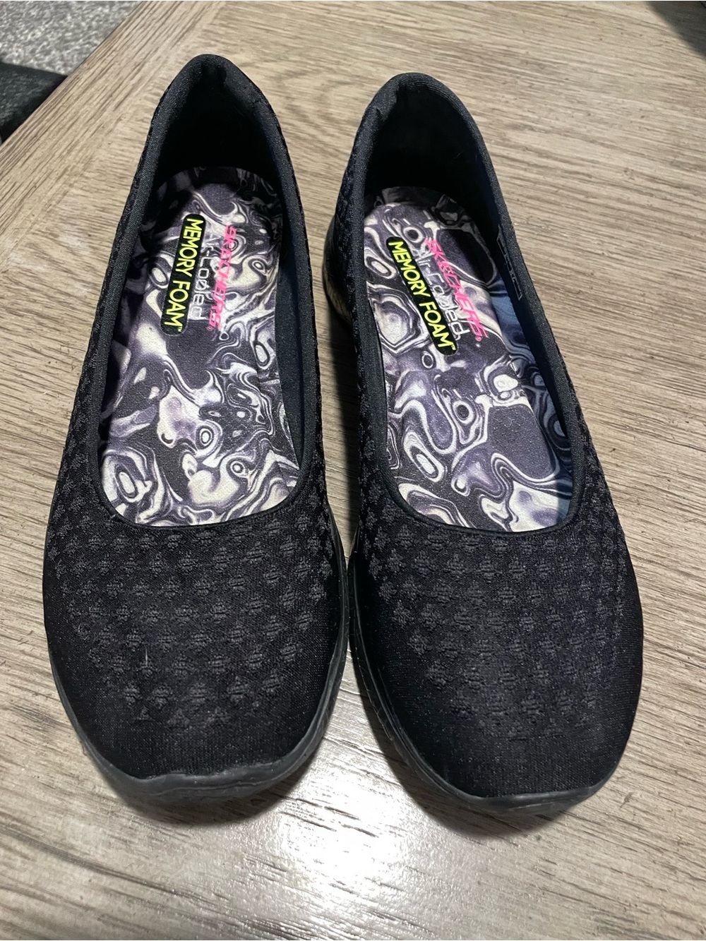 Skechers black memory foam, size 9